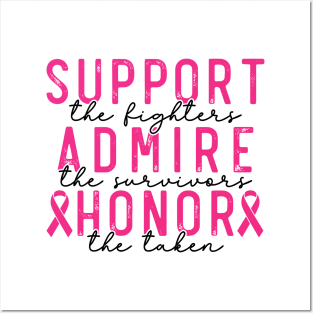 Breast Cancer Support - Honor - Survivor - Awareness Pink Ribbon Black & Pink Font Posters and Art